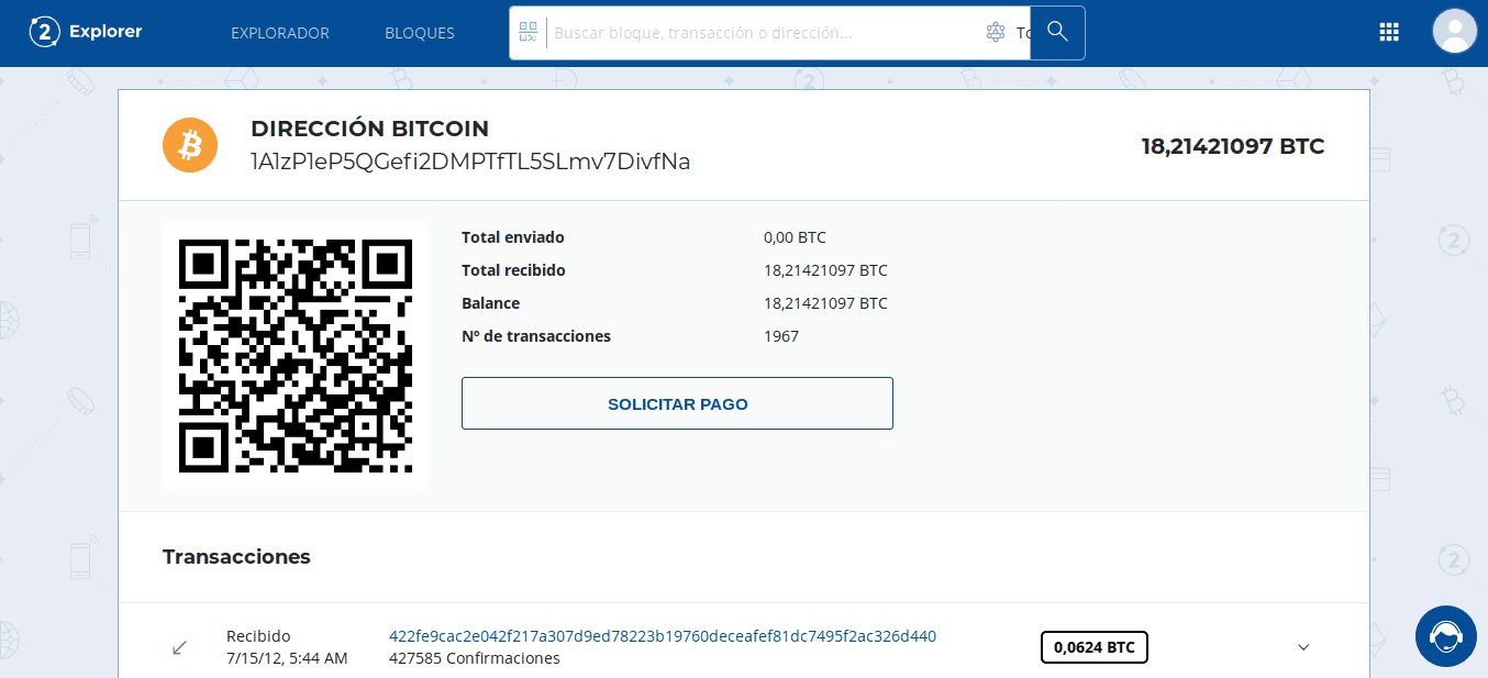 dirección-btc Revisando información de una dirección BTC en el explorador