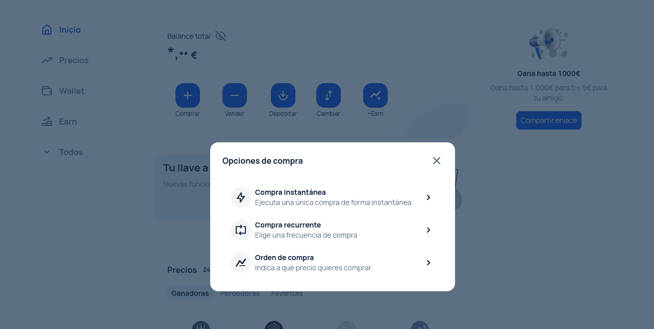 Tipos de pago en Bit2Me