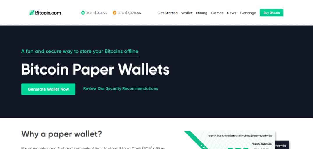 Bitcoin paper wallet