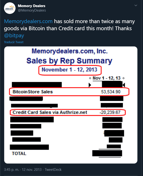 MemoryDealer de Roger Ver, y sus ventas en Bitcoin para 2013