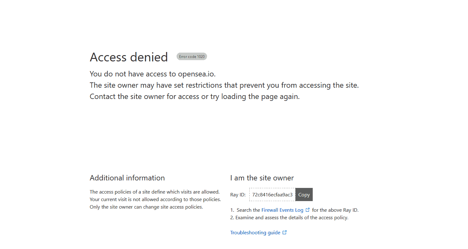 Access denied to OpenSea