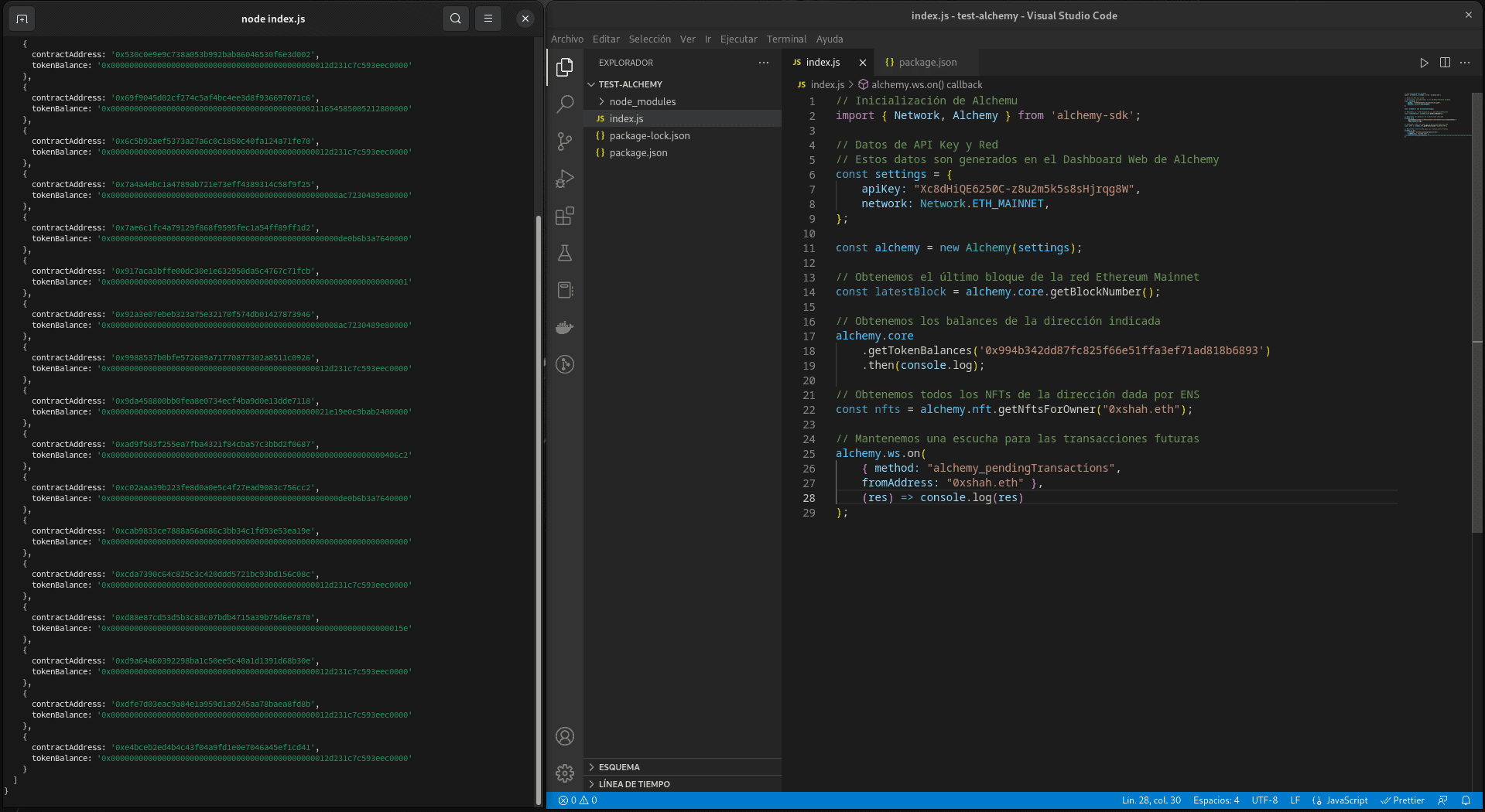 VSCode usando Alchemy - Bit2Me Academy