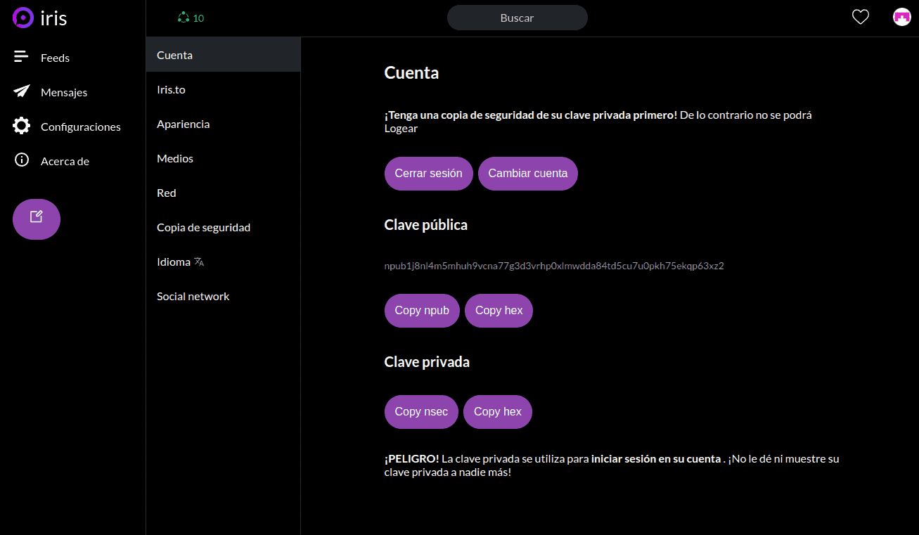Datos de configuración de Iris - Bit2Me Academy