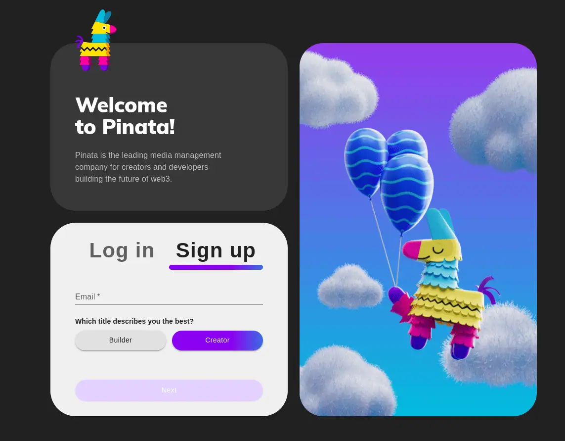 Haciendo login dentro de Pinata - Bit2Me Academy