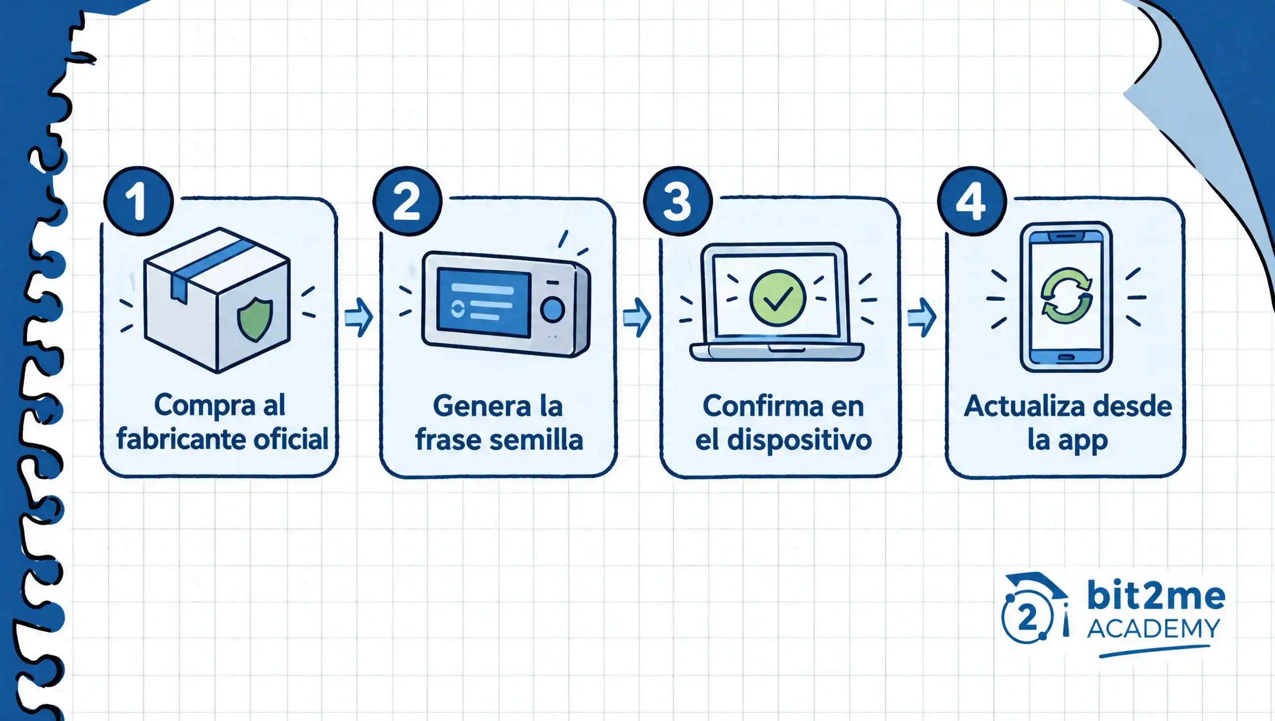 Cuatro pasos para usar una wallet de hardware: compra oficial, frase semilla, co Cuatro pasos para usar una wallet de hardware: compra oficial, frase semilla, confirmación y actualización